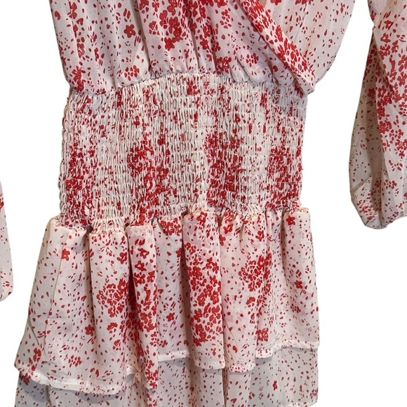 Princess Polly Altona Smocked Tiered Ruffle Long Sleeve Print Mini Dress Size 0 - Picture 4 of 14